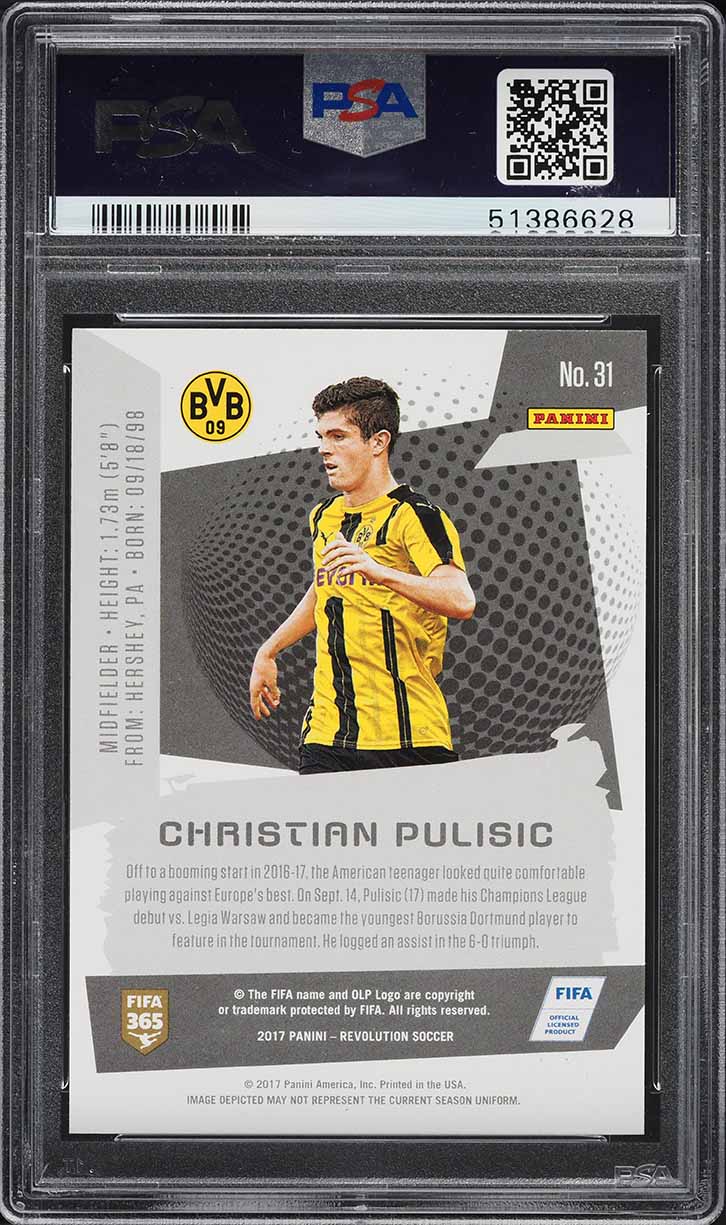 2017 Panini Revolution Christian Pulisic ROOKIE #31 PSA 9 MINT