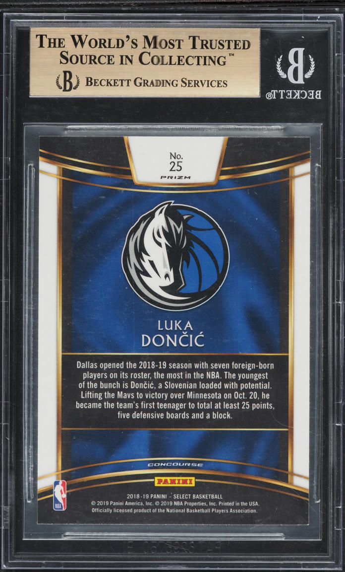 2018 Select Concourse Silver Prizm Luka Doncic ROOKIE #25 BGS 9.5 GEM MINT