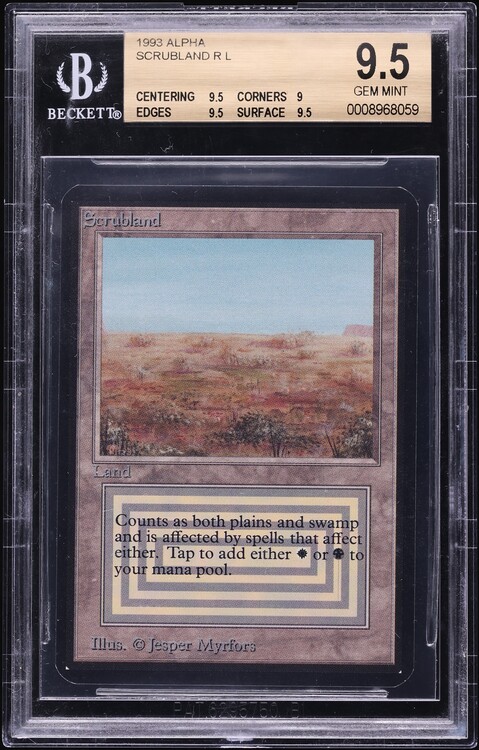 1993 Magic The Gathering MTG Alpha Dual Land Scrubland BGS