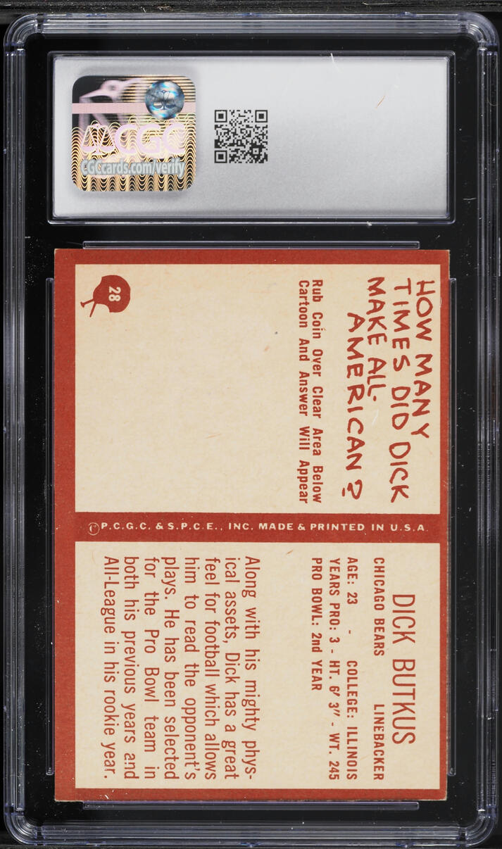 1967 Philadelphia Dick Butkus #28 CGC 5.5 EX+