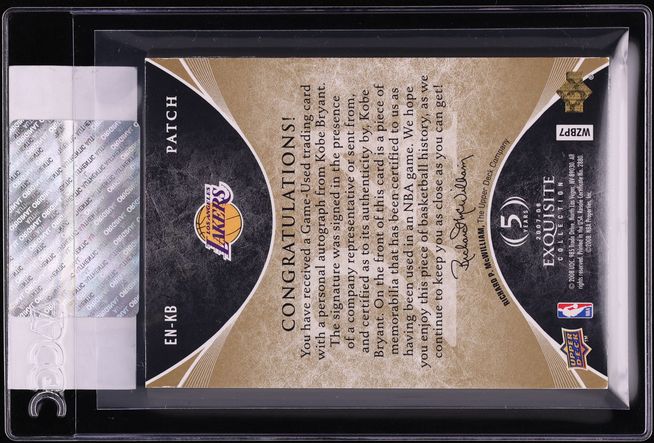 2007 Exquisite Collection Number Pieces Kobe Bryant PATCH AUTO /24 #EN-KB CGC AUTH