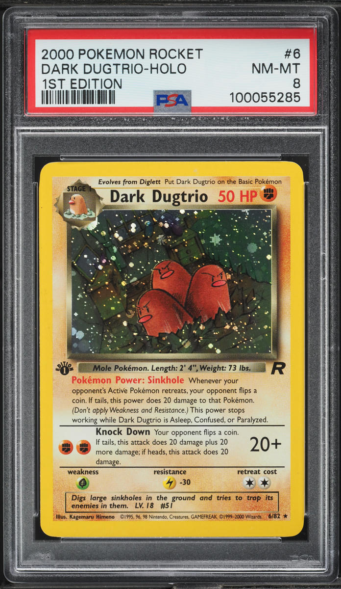 2000 Pokemon Team Rocket 1st Edition Holo Dark Dugtrio #6 PSA 8 NM-MT