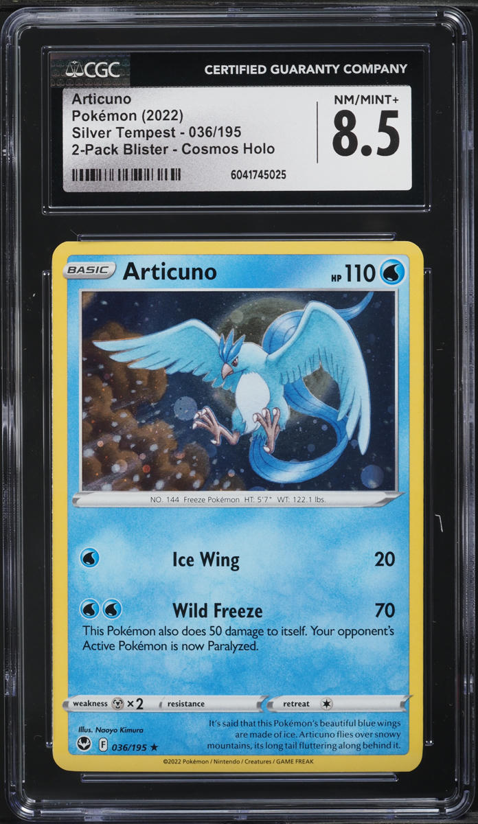 2022 Pokemon Sword & Shield Silver Tempest 2-Pack Blister Cosmos Holo Articuno #036 CGC 8.5