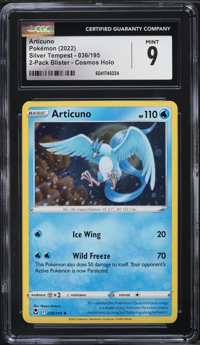 2022 Pokemon Sword & Shield Silver Tempest Cosmos Holo Articuno #036 CGC 9 MINT