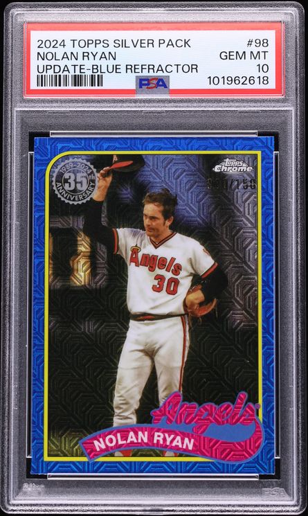 2024 Topps Silver Pack '89 Chrome Promo Update Blue Refractor Nolan Ryan /150 #98 PSA 10 GEM