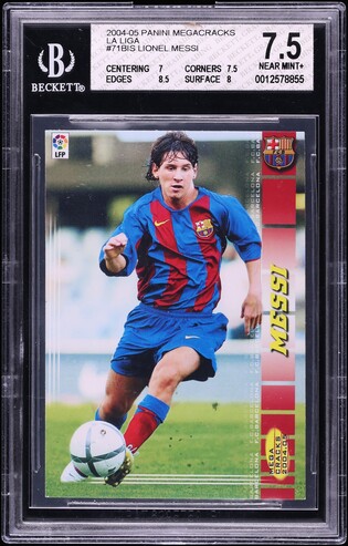 リオネルメッシ　ルーキーカード 2004 Panini Mega Cracks 2004 Panini Sports Mega Cracks La Liga Lionel Messi ROOKIE #71 PSA