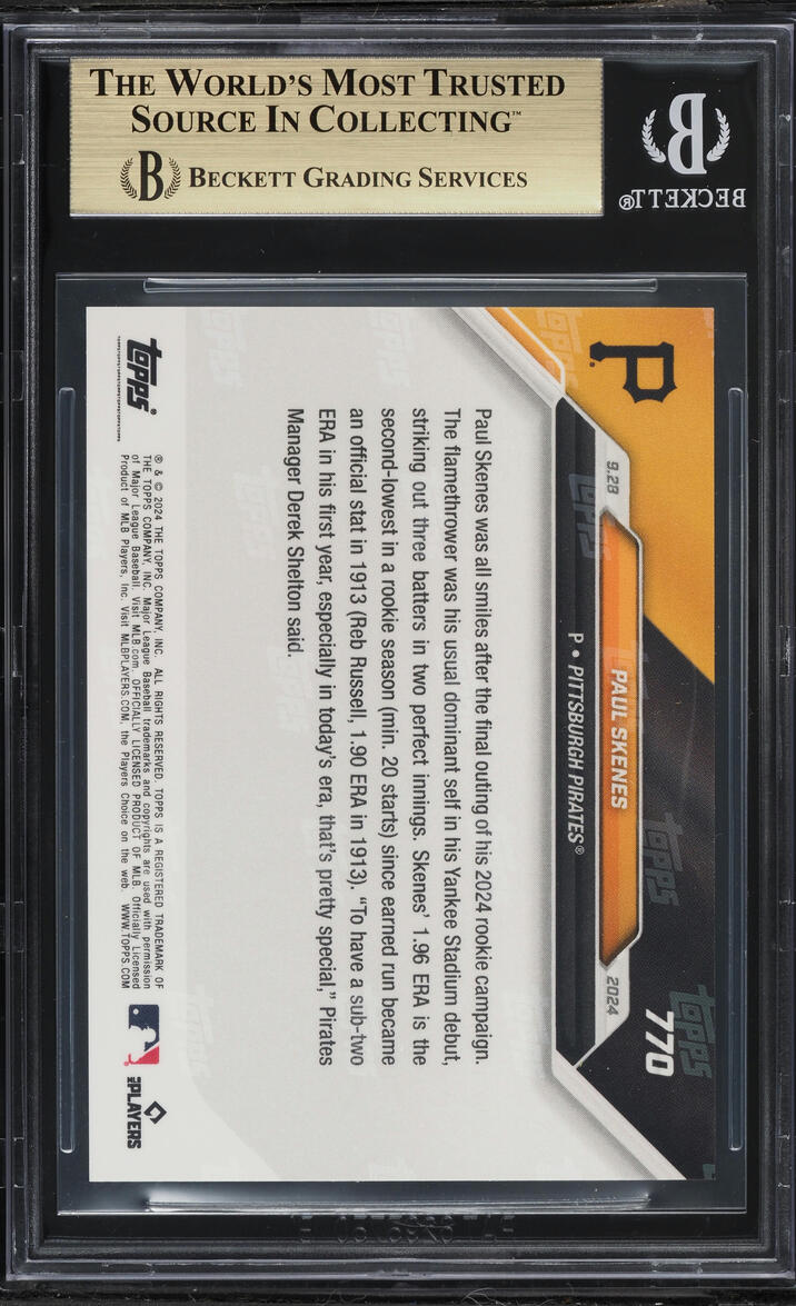 2024 Topps Now Paul Skenes ROOKIE #770 BGS 10 PRISTINE