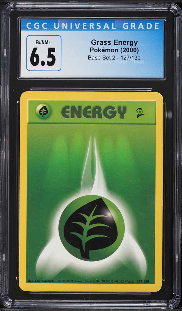 2000 Pokemon Base Set 2 Grass Energy #127 CGC 6.5 EXMT+