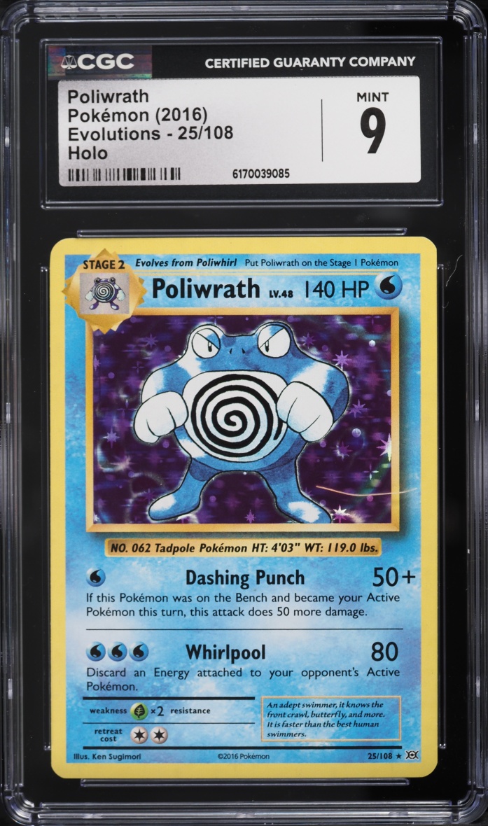 2016 Pokemon XY Evolutions Holo Poliwrath #25 CGC 9 MINT