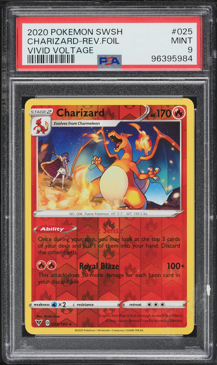 2020 Pokemon Sword & Shield Vivid Voltage Reverse Holo Charizard #25 PSA 9 MINT