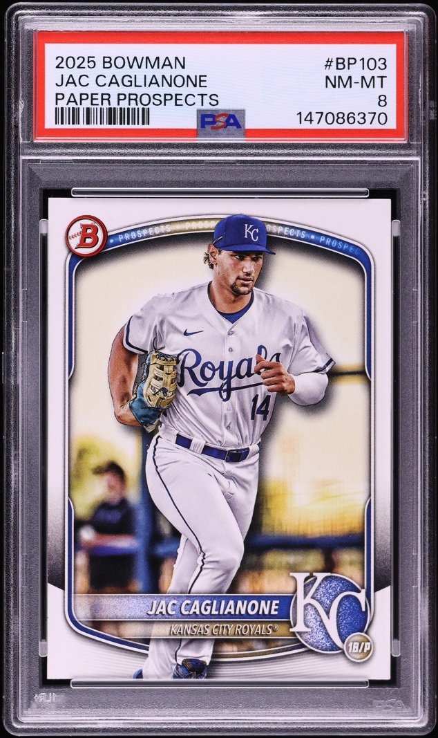 2025 Bowman Paper Jac Caglianone PROSPECT #BP-103 PSA 8 NM-MT