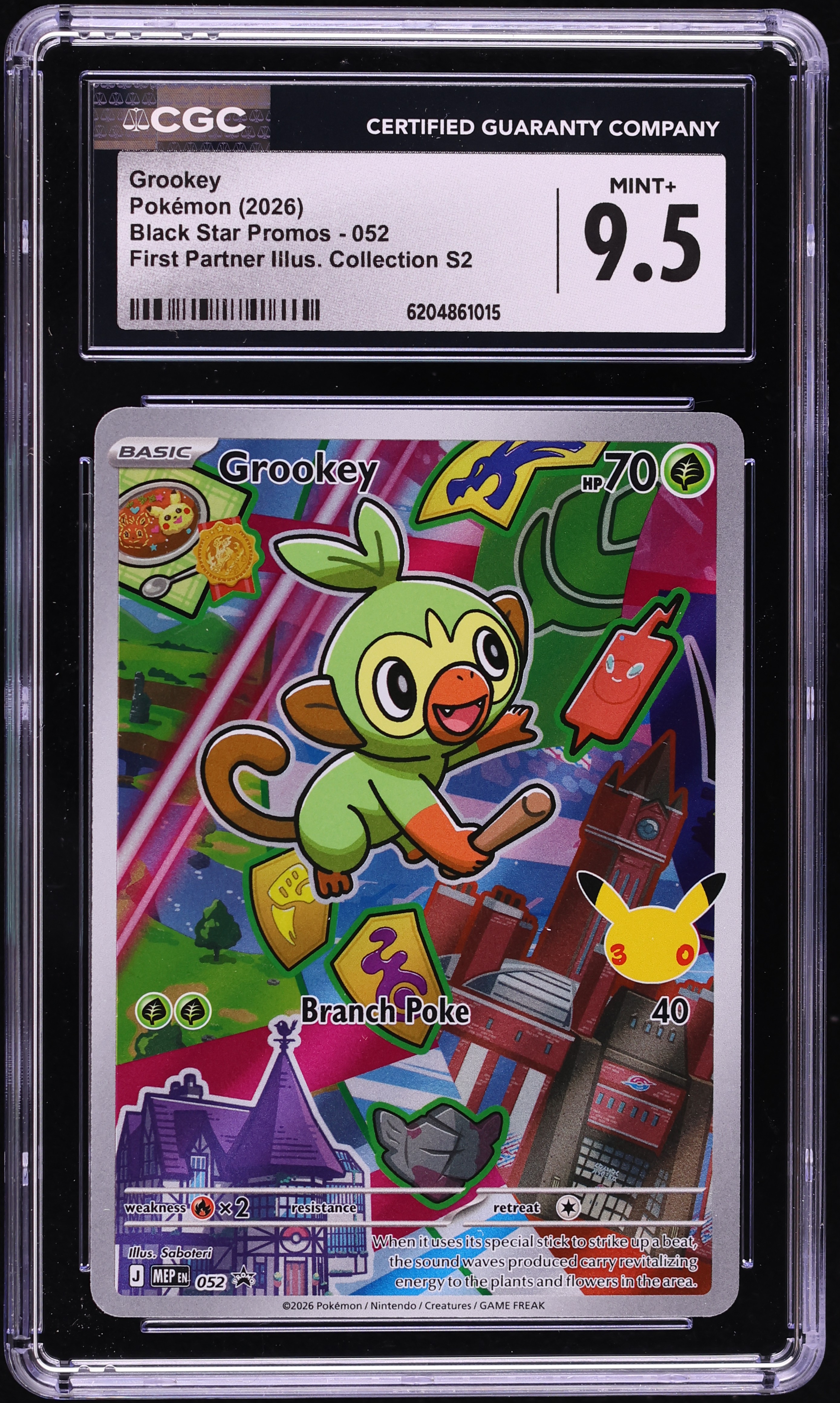 2026 Pokemon Mega Promo First Partner Illustration S2 Full Art Grookey #52 CGC 9.5 MINT+