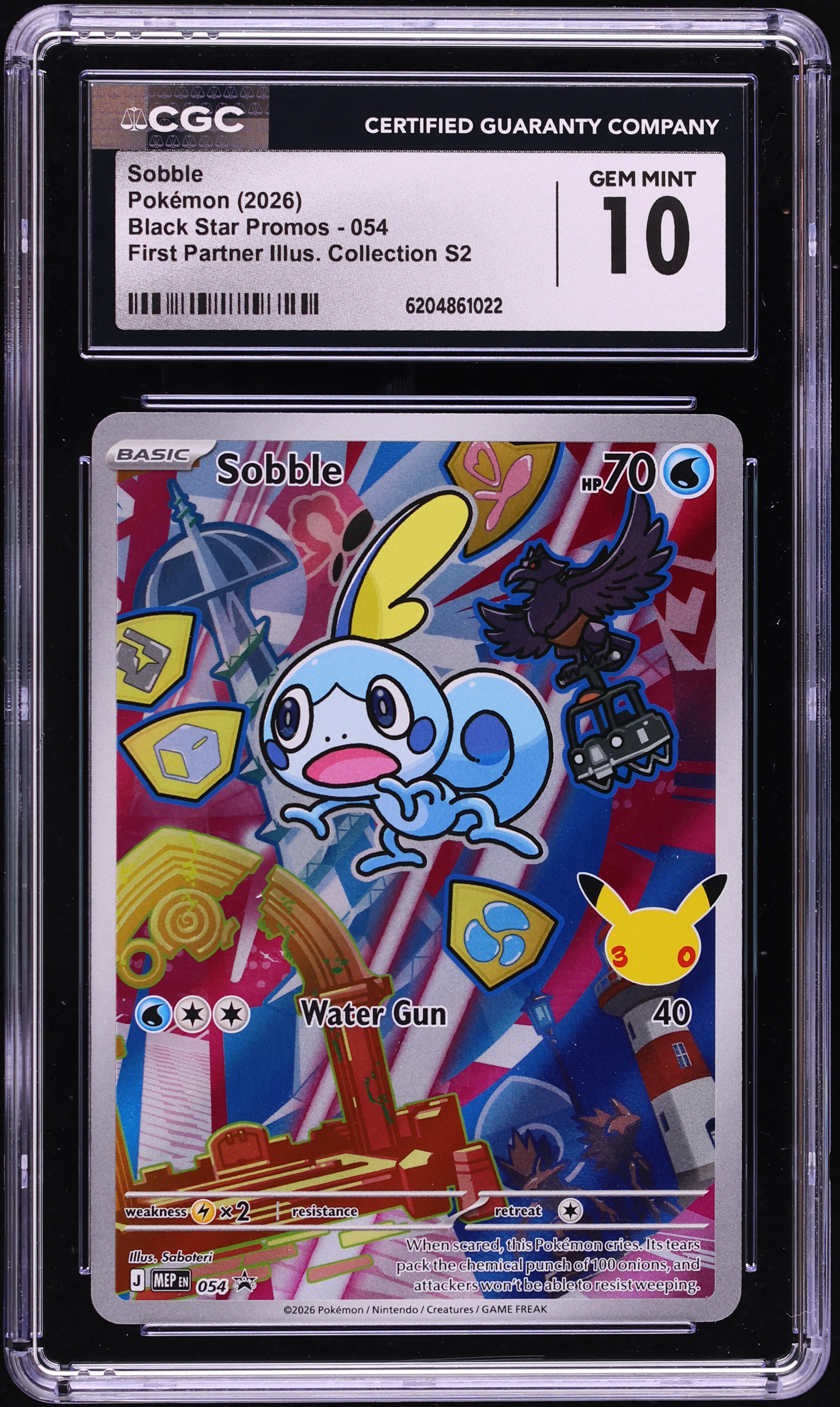 2026 Pokemon Mega Promo First Partner Illustration S2 Full Art Sobble #54 CGC 10 GEM MINT