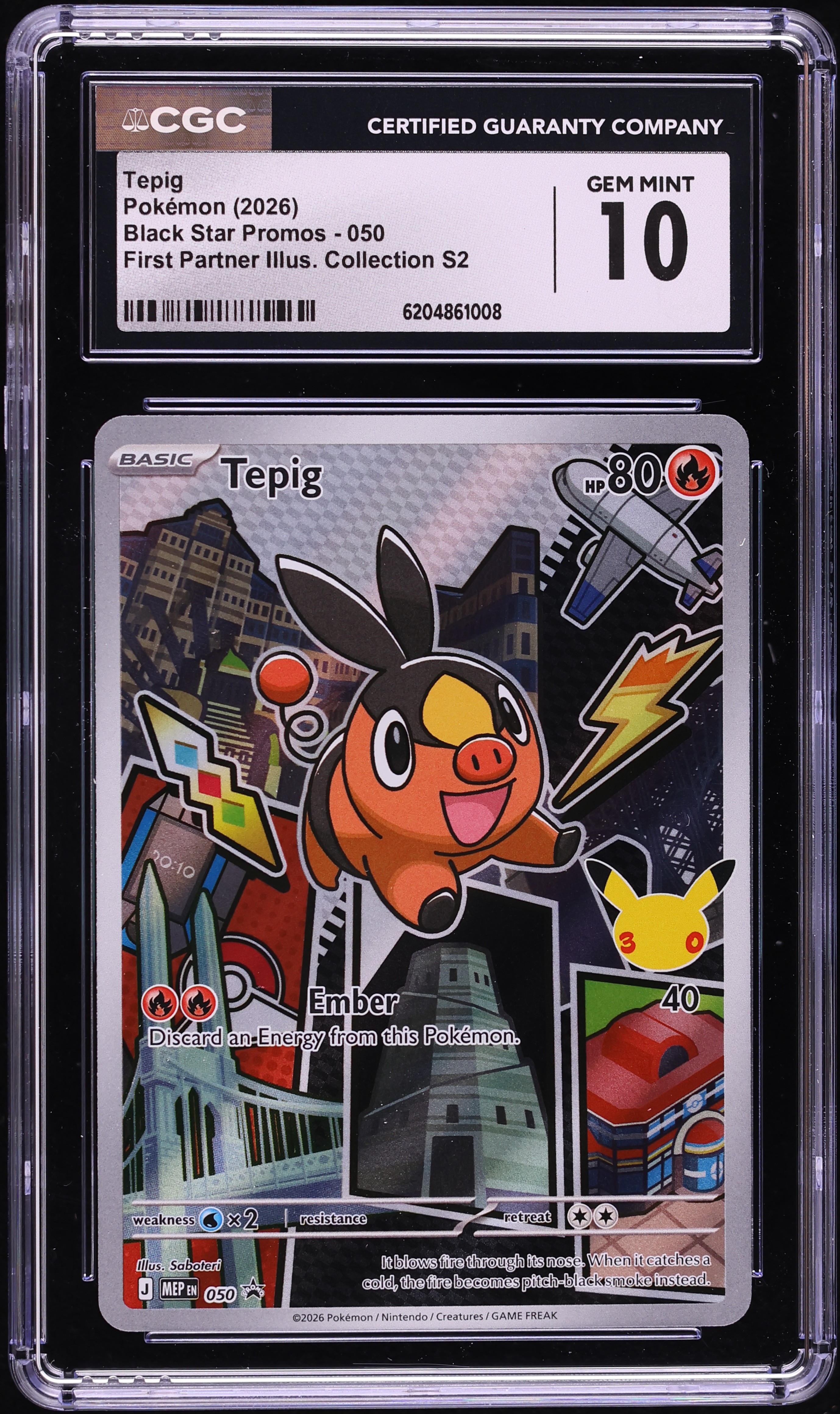 2026 Pokemon Mega Promo First Partner Illustration S2 Full Art Tepig #50 CGC 10 GEM MINT
