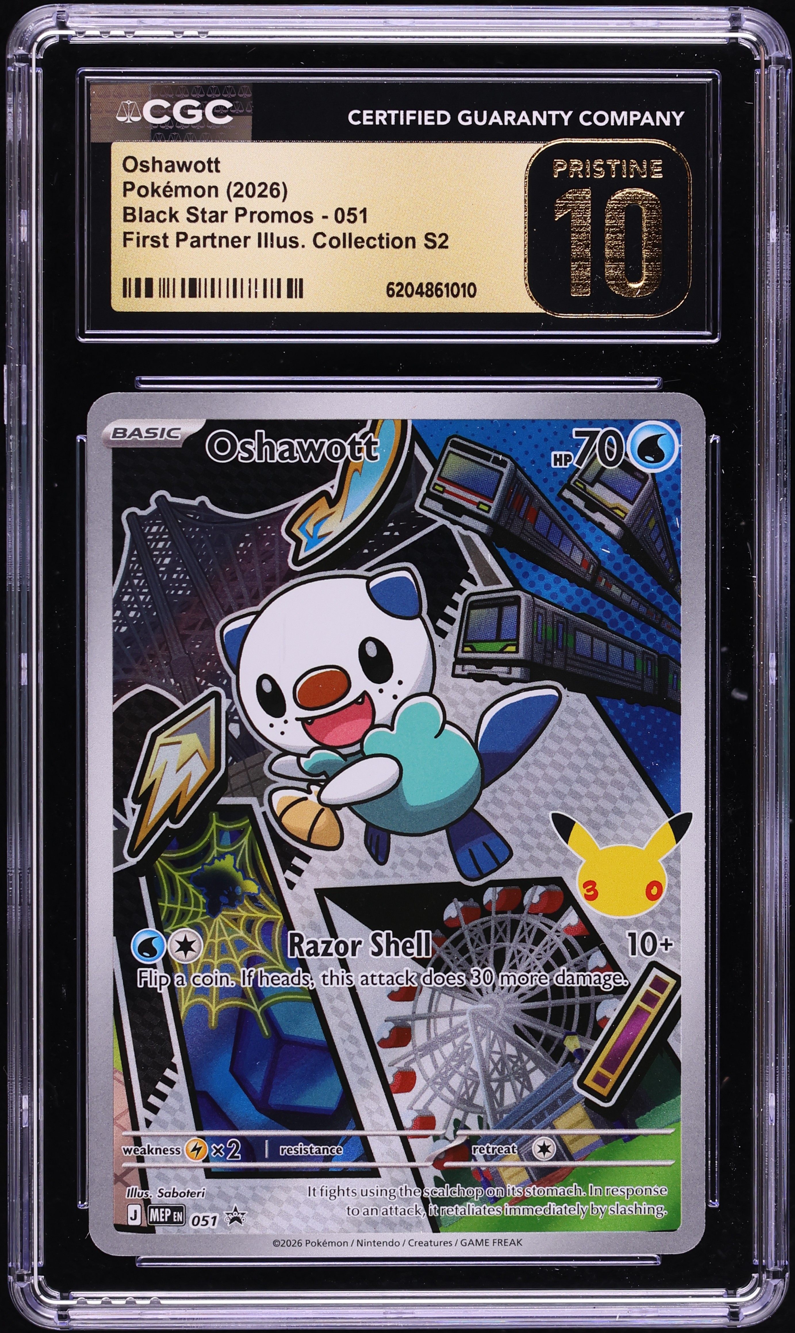 2026 Pokemon Mega Promo First Partner Illustration S2 Full Art Oshawott #51 CGC 10 PRISTINE