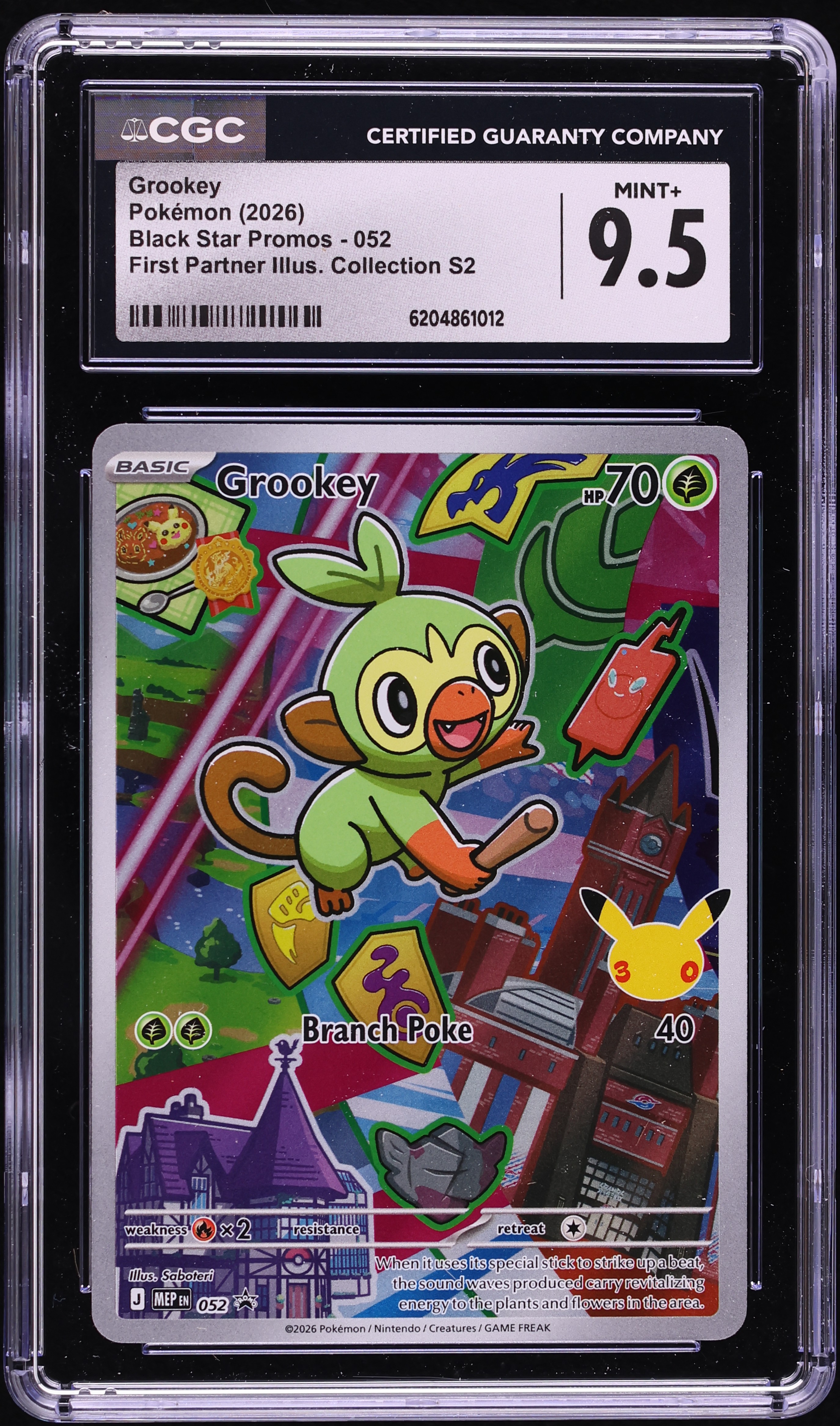 2026 Pokemon Mega Promo First Partner Illustration S2 Full Art Grookey #52 CGC 9.5 MINT+