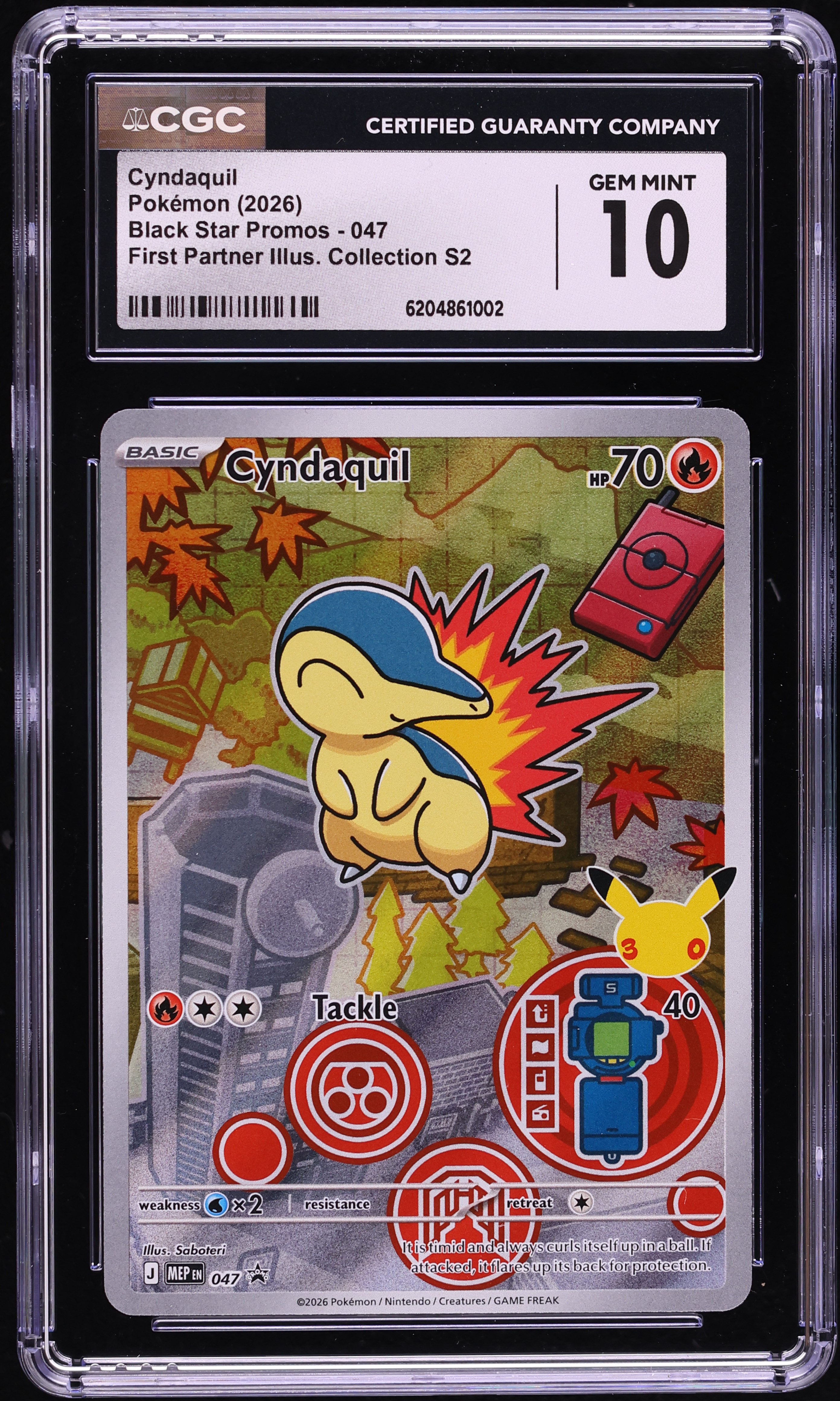 2026 Pokemon Mega Promo First Partner Illustration S2 Full Art Cyndaquil #47 CGC 10 GEM MINT