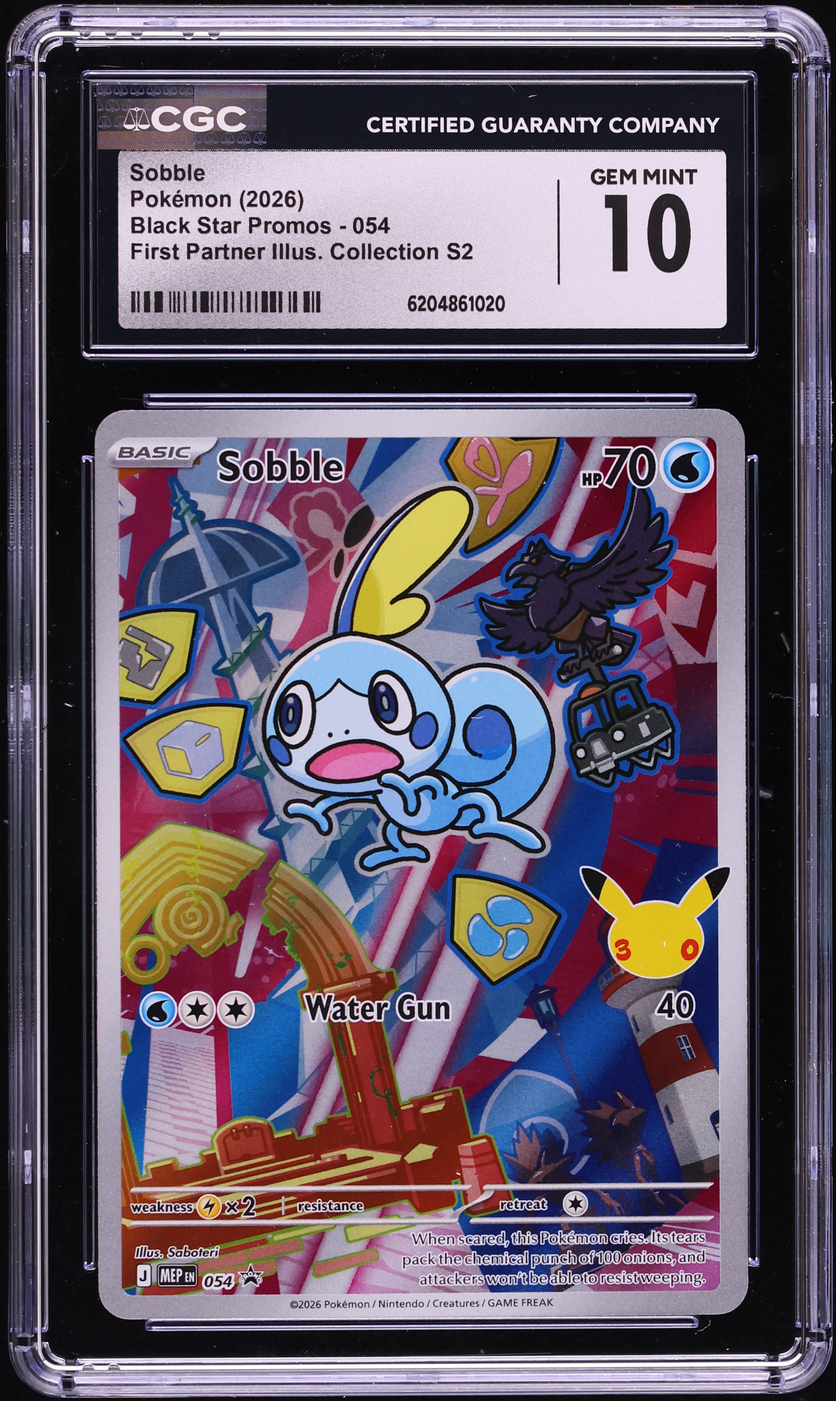 2026 Pokemon Mega Promo First Partner Illustration S2 Full Art Sobble #54 CGC 10 GEM MINT