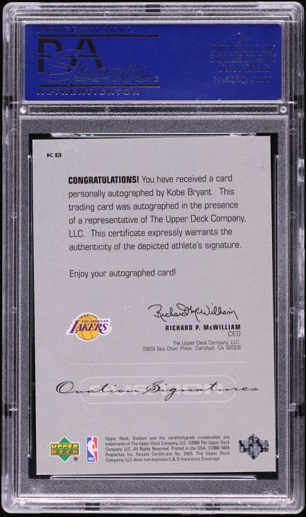 2000 Upper Deck Ovation Super Signatures Kobe Bryant AUTO #KB PSA 8 NM-MT