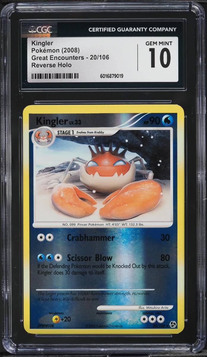 2008 Pokemon DP Great Encounters Reverse Holo Kingler #20 CGC 10 GEM MINT