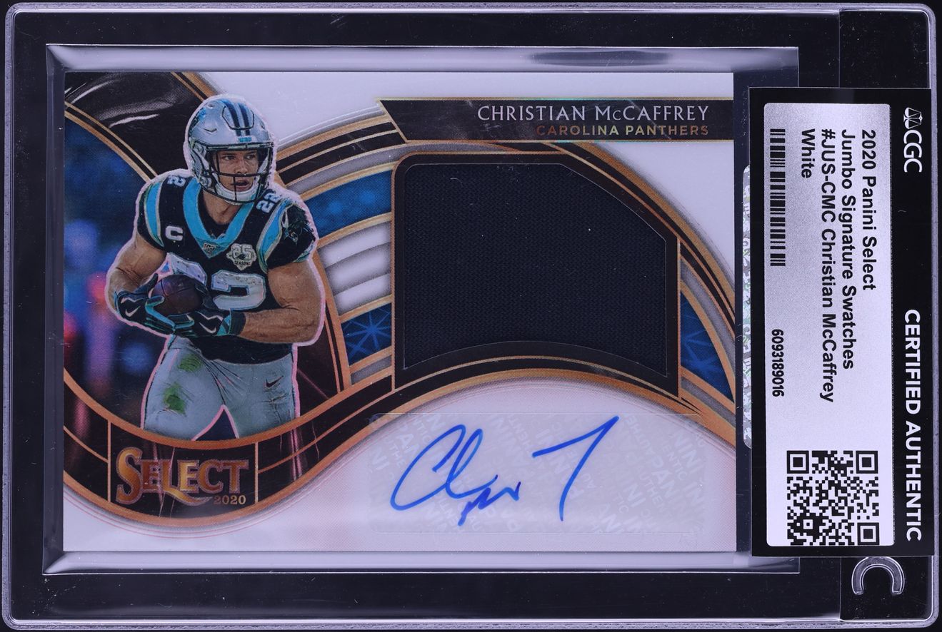 2020 Select Jumbo White Christian McCaffrey PATCH AUTO /35 #JUS-CMC CGC ...