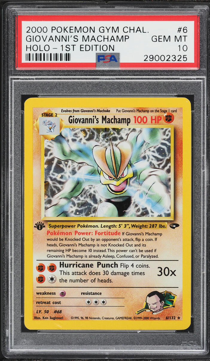 2000 Pokemon Gym Challenge 1st Edition Holo Giovanni's Machamp #6 PSA 10