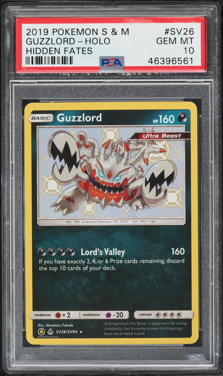 2019 Pokemon Sun & Moon Hidden Fates Shiny Guzzlord #SV26 PSA 10 GEM MINT