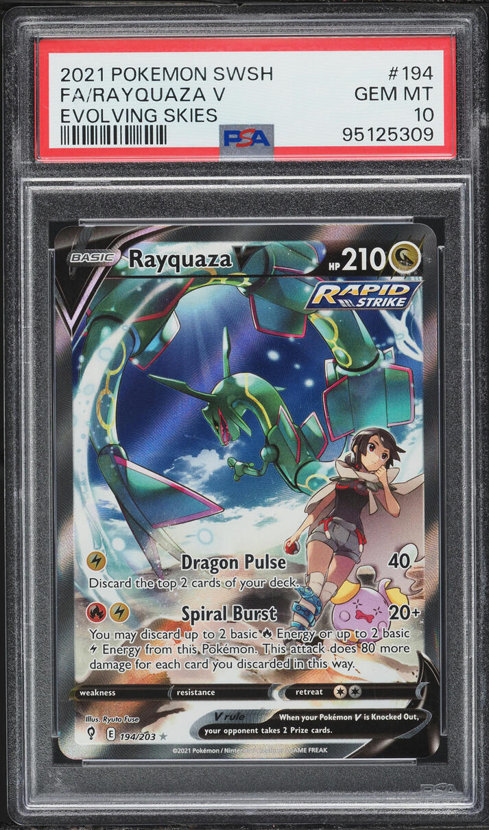 2021 Pokemon Sword & Shield Evolving Skies Full Art Rayquaza V #194 PSA 10 GEM MINT