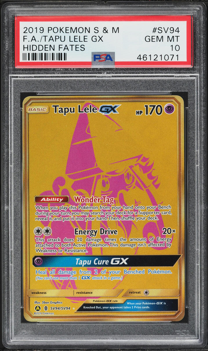 2019 Pokemon Sun & Moon Hidden Fates Tapu Lele GX #SV94 PSA 10 GEM MINT