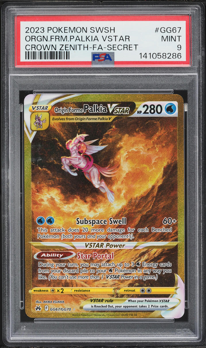 2023 Pokemon Sword & Shield Crown Zenith Gold Rare Origin Forme Palkia VSTAR #GG67 PSA 9 MINT