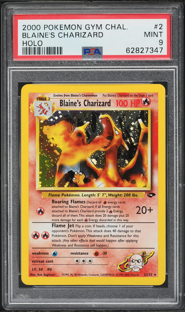 2000 Pokemon Gym Challenge Holo Blaine's Charizard #2 PSA 9 MINT