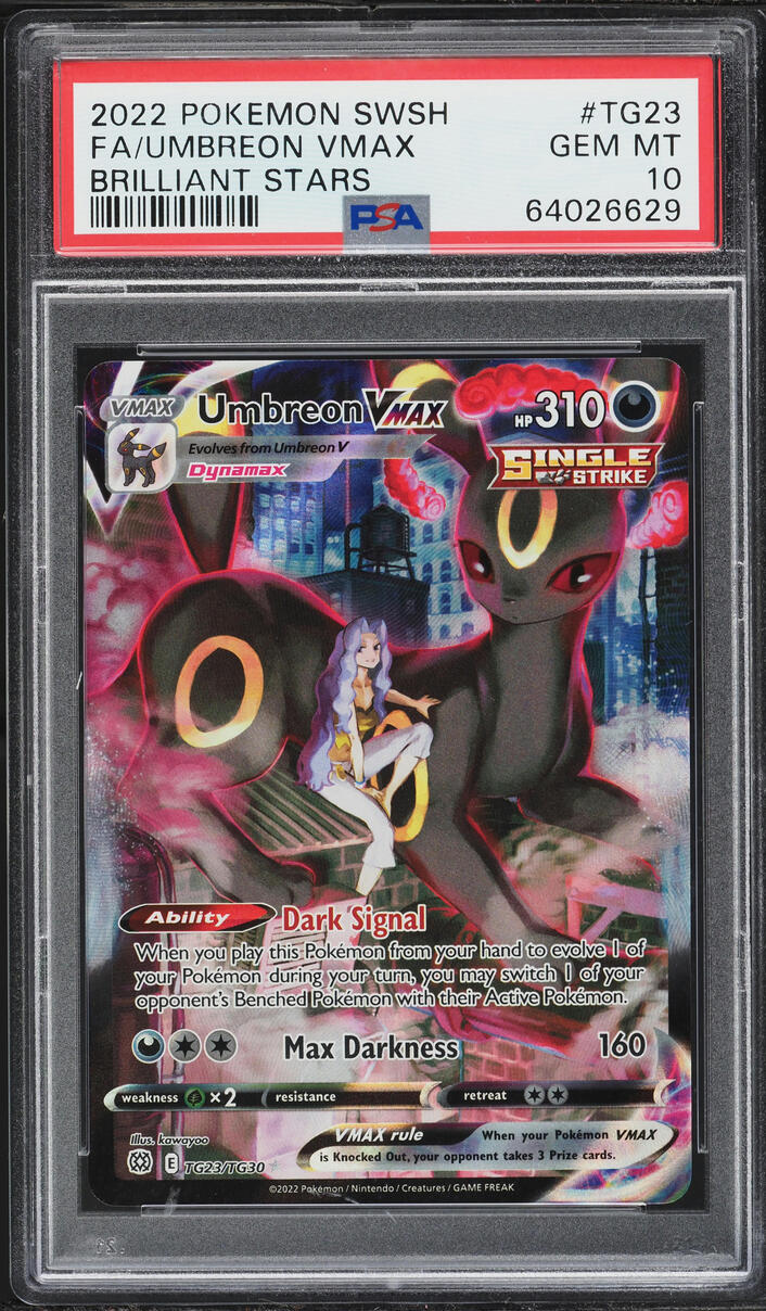 2022 Pokemon Sword & Shield Brilliant Stars CHR Umbreon VMAX #TG23 PSA 10 GEM MINT