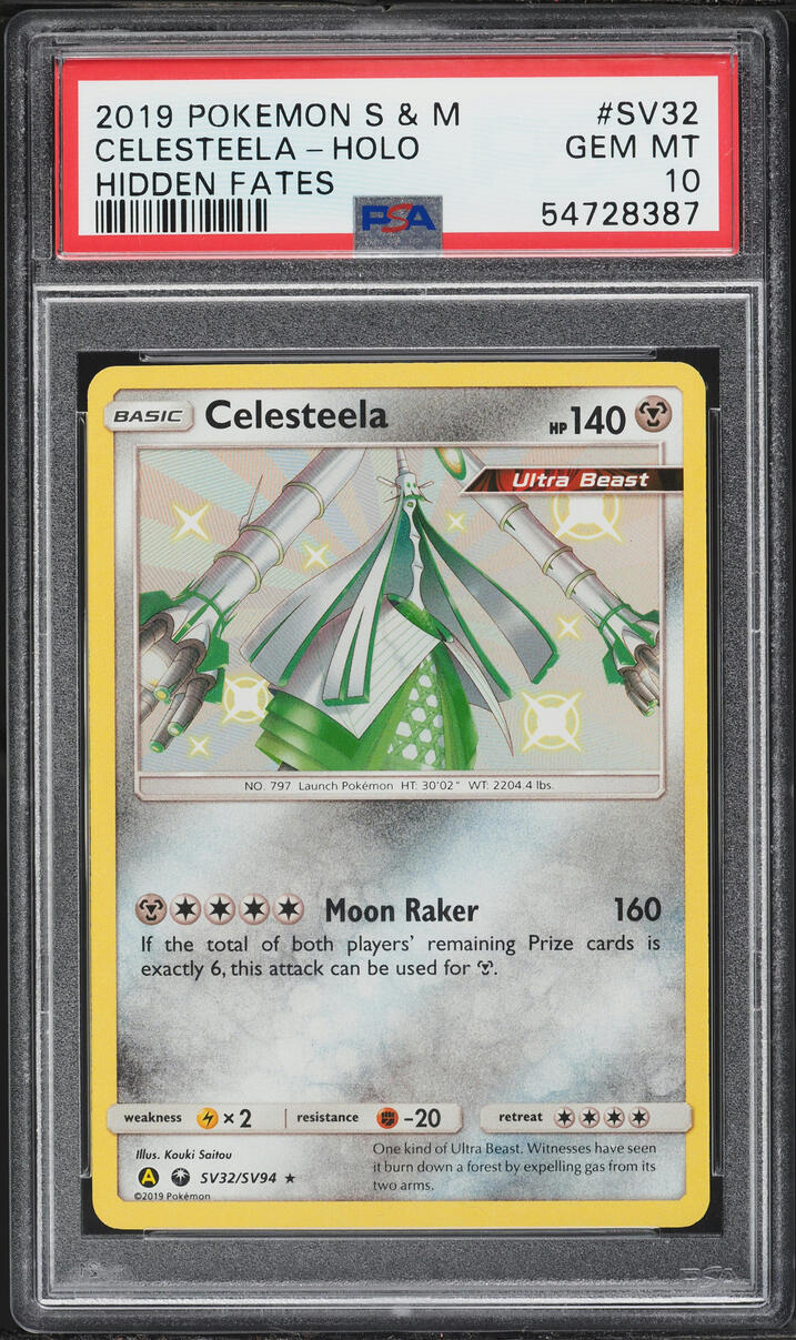 2019 Pokemon Sun & Moon Hidden Fates Shiny Celesteela #SV32 PSA 10 GEM MINT