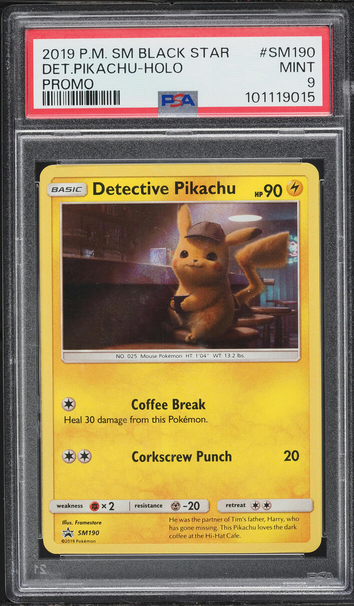 2019 Pokemon Sun & Moon Promo Holo Detective Pikachu #SM190 PSA 9 MINT