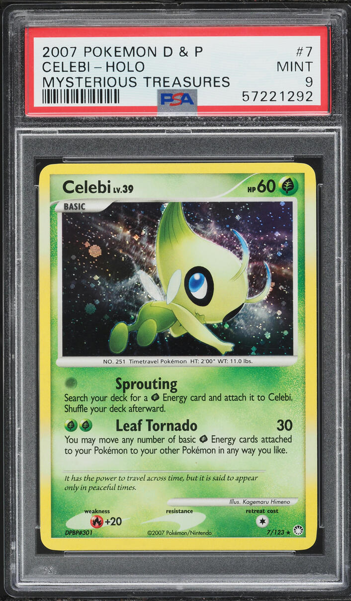 2007 Pokemon Diamond & Pearl Mysterious Treasures Holo Celebi #7 PSA 9 MINT