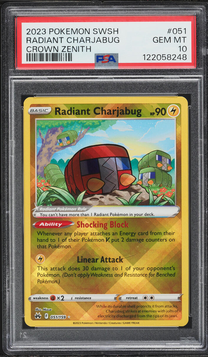 2023 Pokemon Sword & Shield Crown Zenith Radiant Charjabug #51 PSA 10 GEM MINT