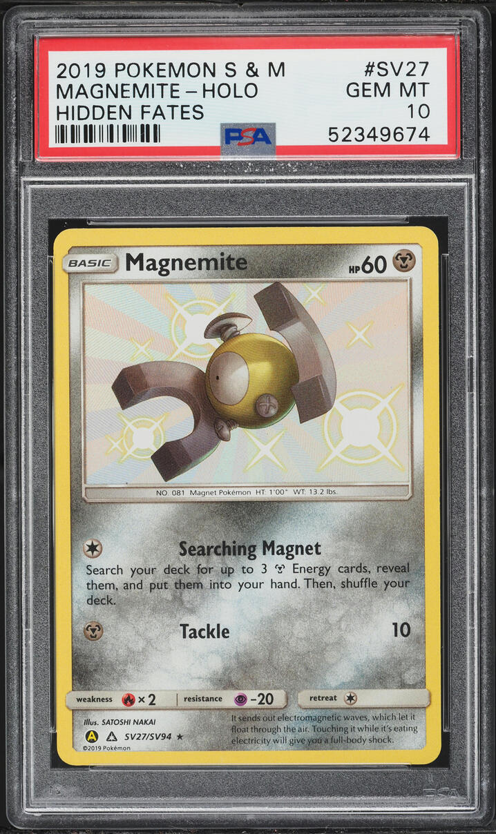 2019 Pokemon Sun & Moon Hidden Fates Shiny Magnemite #SV27 PSA 10 GEM MINT