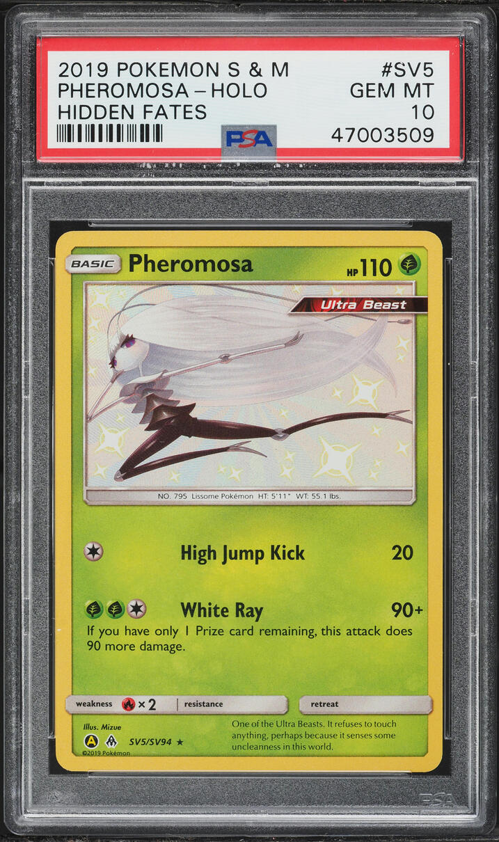 2019 Pokemon Sun & Moon Hidden Fates Shiny Pheromosa #SV5 PSA 10 GEM MINT
