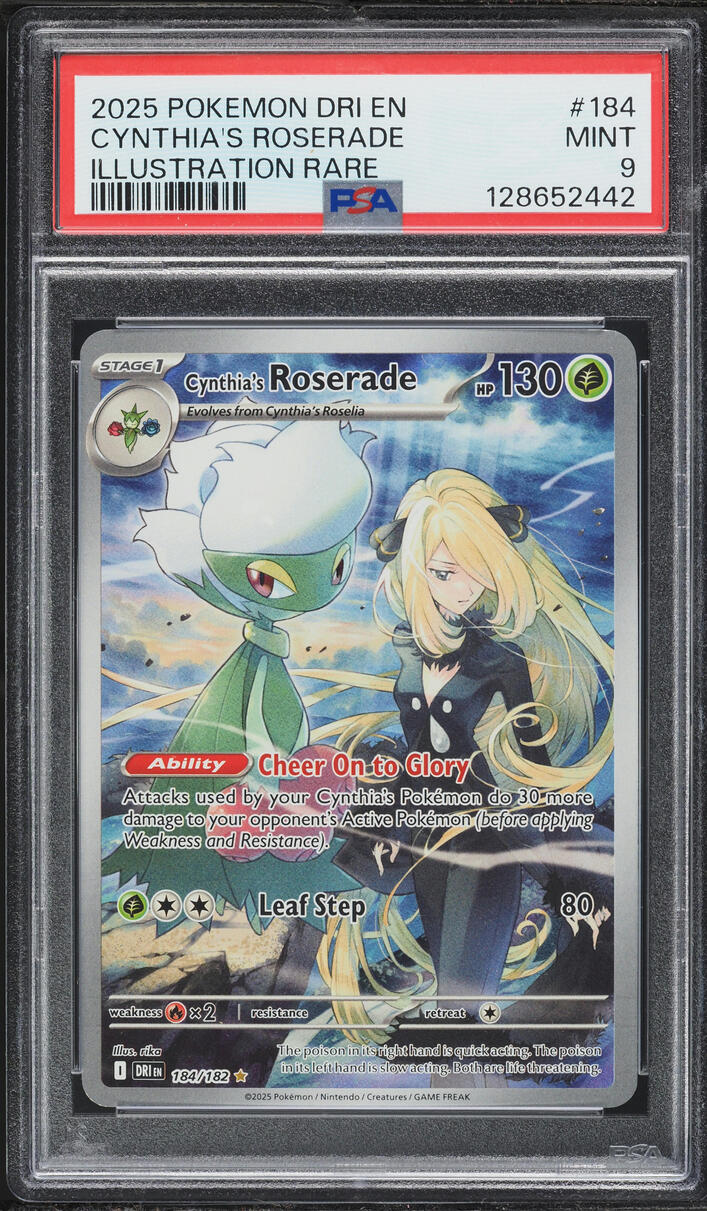 2025 Pokemon Scarlet & Violet Destined Rivals IR Cynthia's Roserade #184 PSA 9 MINT