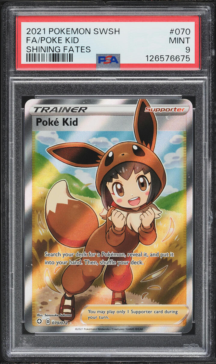 2021 Pokemon Sword & Shield Shining Fates Full Art Poke Kid #70 PSA 9 MINT