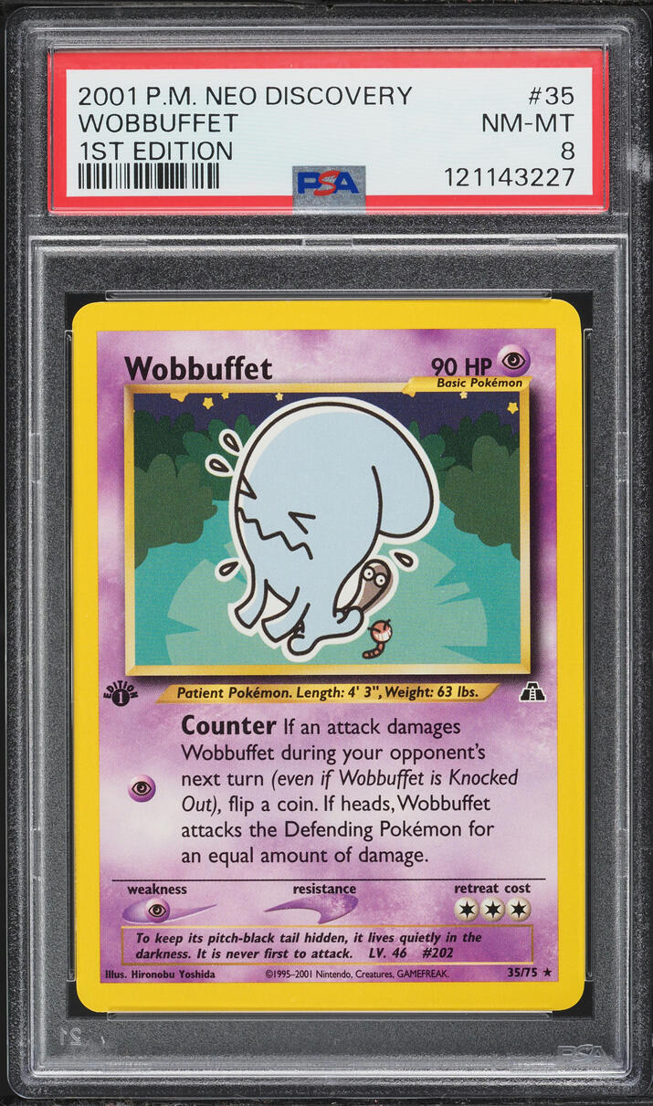 2001 Pokemon Neo Discovery 1st Edition Wobbuffet #35 PSA 8 NM-MT