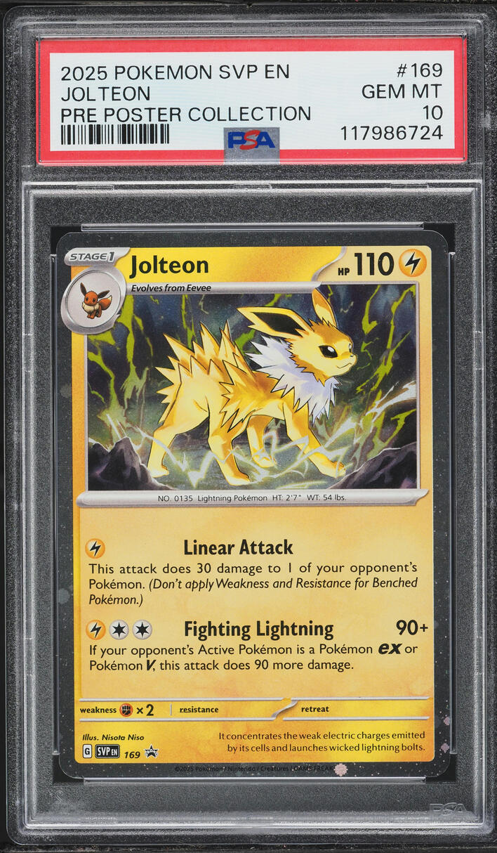 2025 Pokemon SV Promo Prismatic Evolutions Poster Collection Jolteon #169 PSA 10 GEM MINT