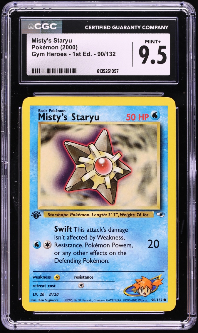 2000 Pokemon Gym Heroes 1st Edition Misty's Staryu #90 CGC 9.5 MINT+