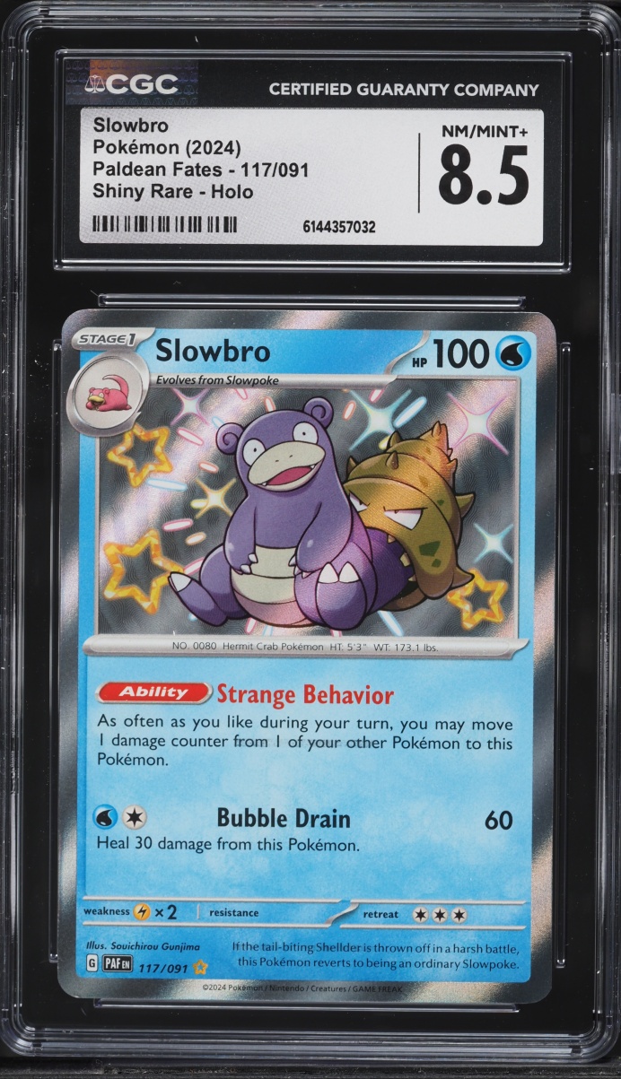2024 Pokemon Scarlet & Violet Paldean Fates Shiny Slowbro #117 CGC 8.5 NM-MT+
