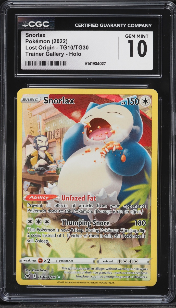 2022 Pokemon Sword & Shield Lost Origin Trainer Gallery CHR Snorlax #TG10 CGC 10 GEM MINT