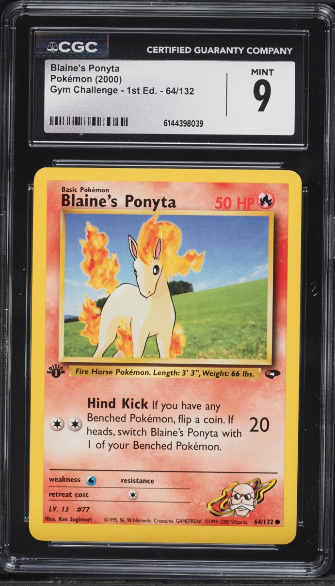 2000 Pokemon Gym Challenge 1st Edition Blaine's Ponyta #64 CGC 9 MINT