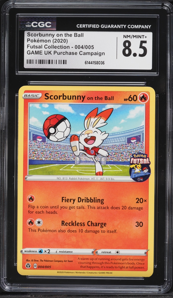 2020 Pokemon Sword & Shield Futsal Collection Game UK Purchase Scorbunny On The Ball #4 CGC 8.5