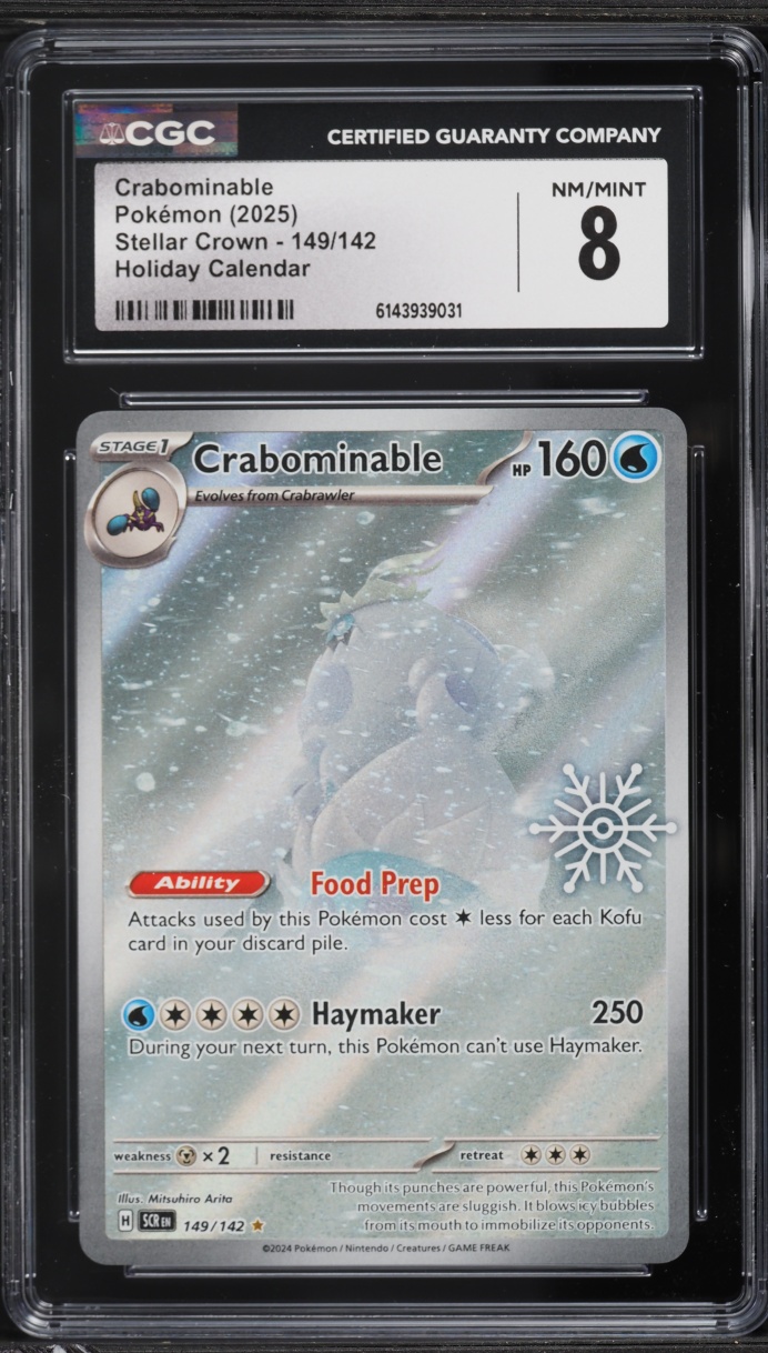 2025 Pokemon Scarlet & Violet Stellar Crown Holiday Calendar Crabominable #149 CGC 8 NM-MT