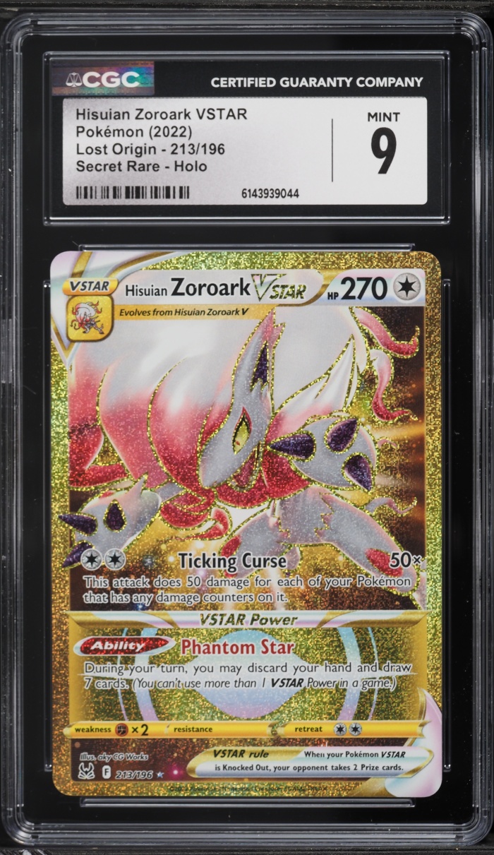 2022 Pokemon Sword & Shield Lost Origin Gold Rare Hisuian Zoroark VSTAR #213 CGC 9 MINT