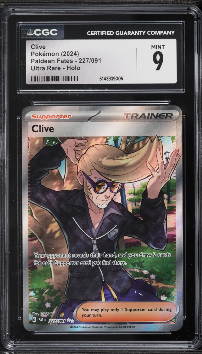 2024 Pokemon Scarlet & Violet Paldean Fates Full Art Clive #227 CGC 9 MINT